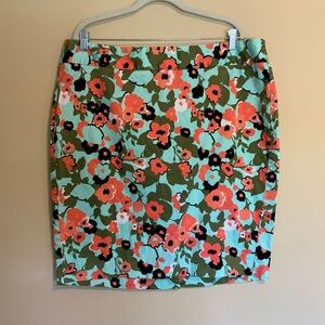 NWOT Lane Bryant Mint and coral floral printed pencil skirt